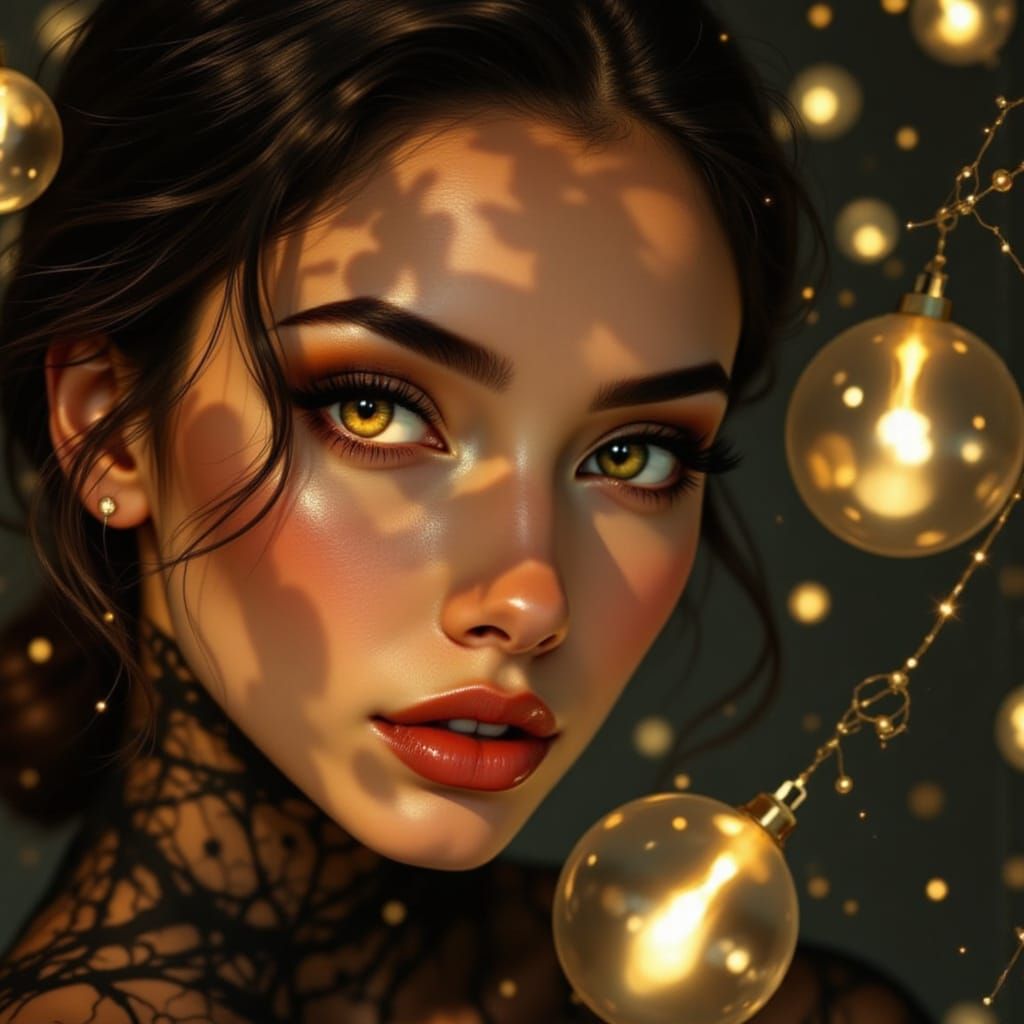 Sultry Nighttime Pin-Up in Lempicka's Artistic Style