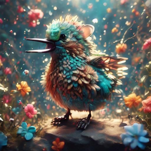 Cute Pink Hummingbird on Sakura Tree