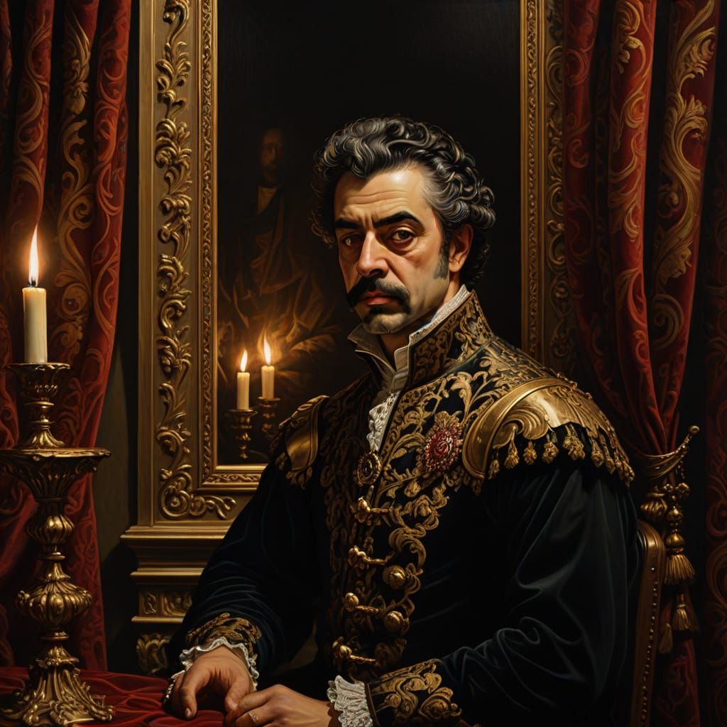 Blackadder in Baroque Oil Painting with Golden Details