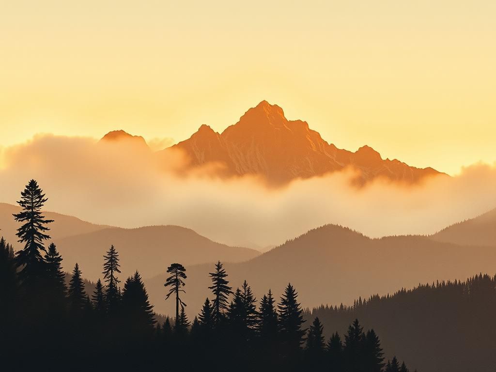 Mountain Landscape at Dusk in Watercolor Style