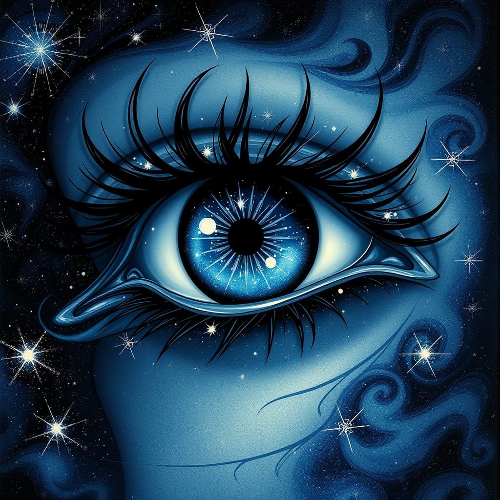 Celestial Eye with Stardust Lashes in Art Nouveau Style