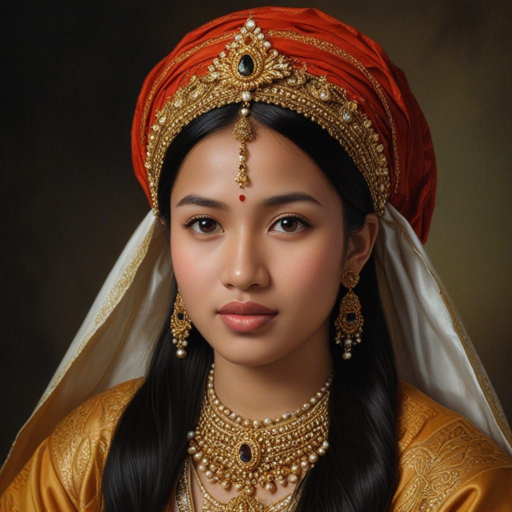 Sundanese Woman Portrait in Rubens Oil Painting Style