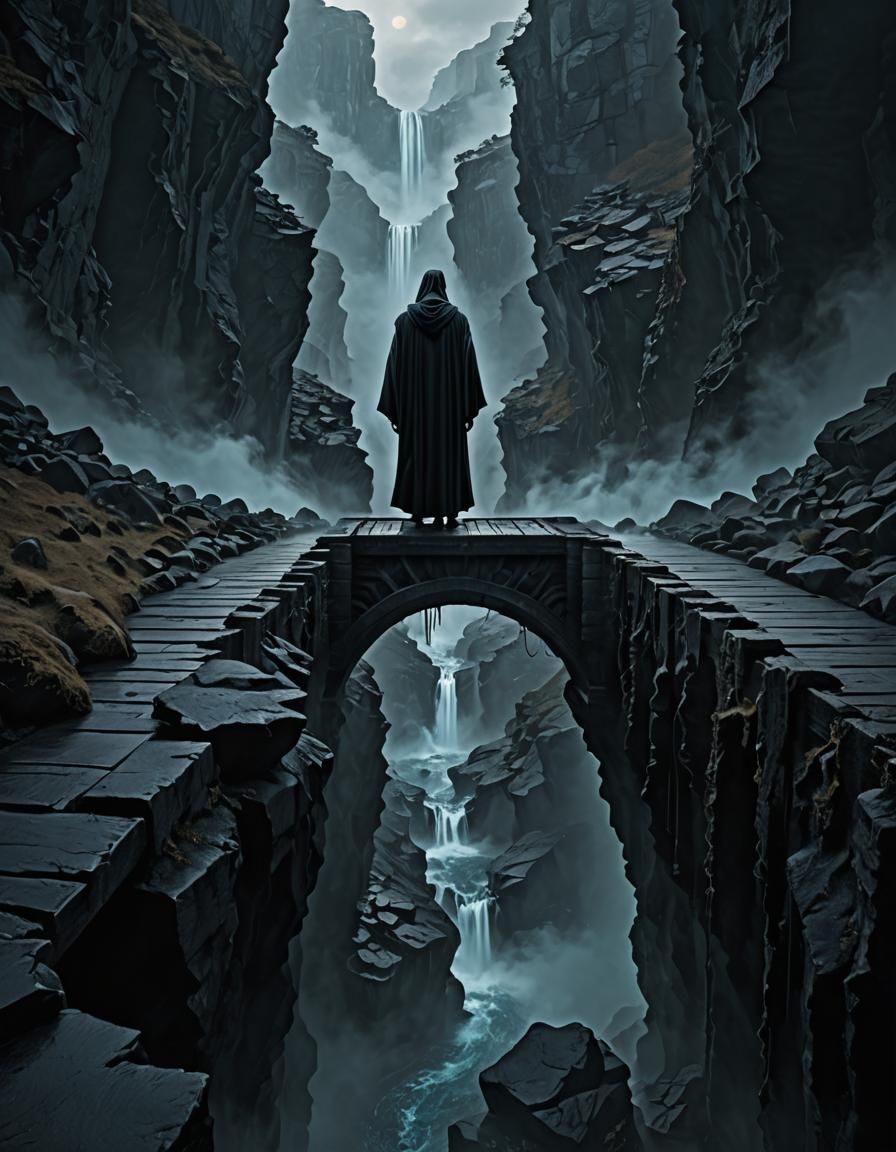 Solitary Watcher Over the Abyss: A Digital Masterpiece