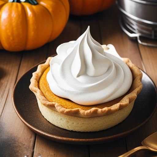 Macro Photograph of Pumpkin Pie with Meringue