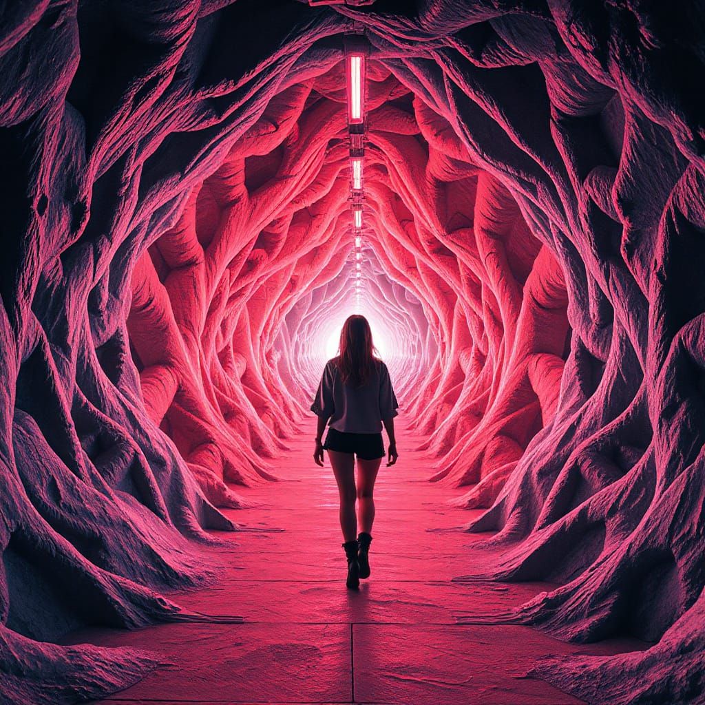 Infinite Fractal Tunnel in Futuristic 3D Render