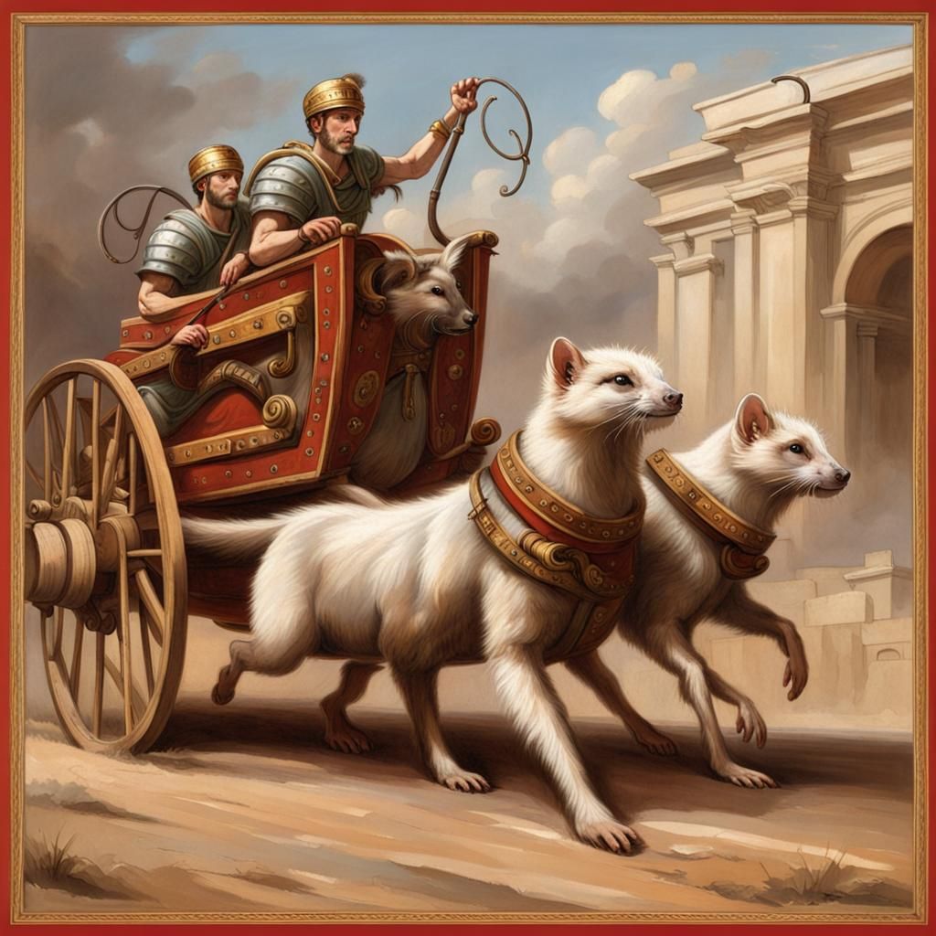 Roman Chariot Pulled by Ferrets