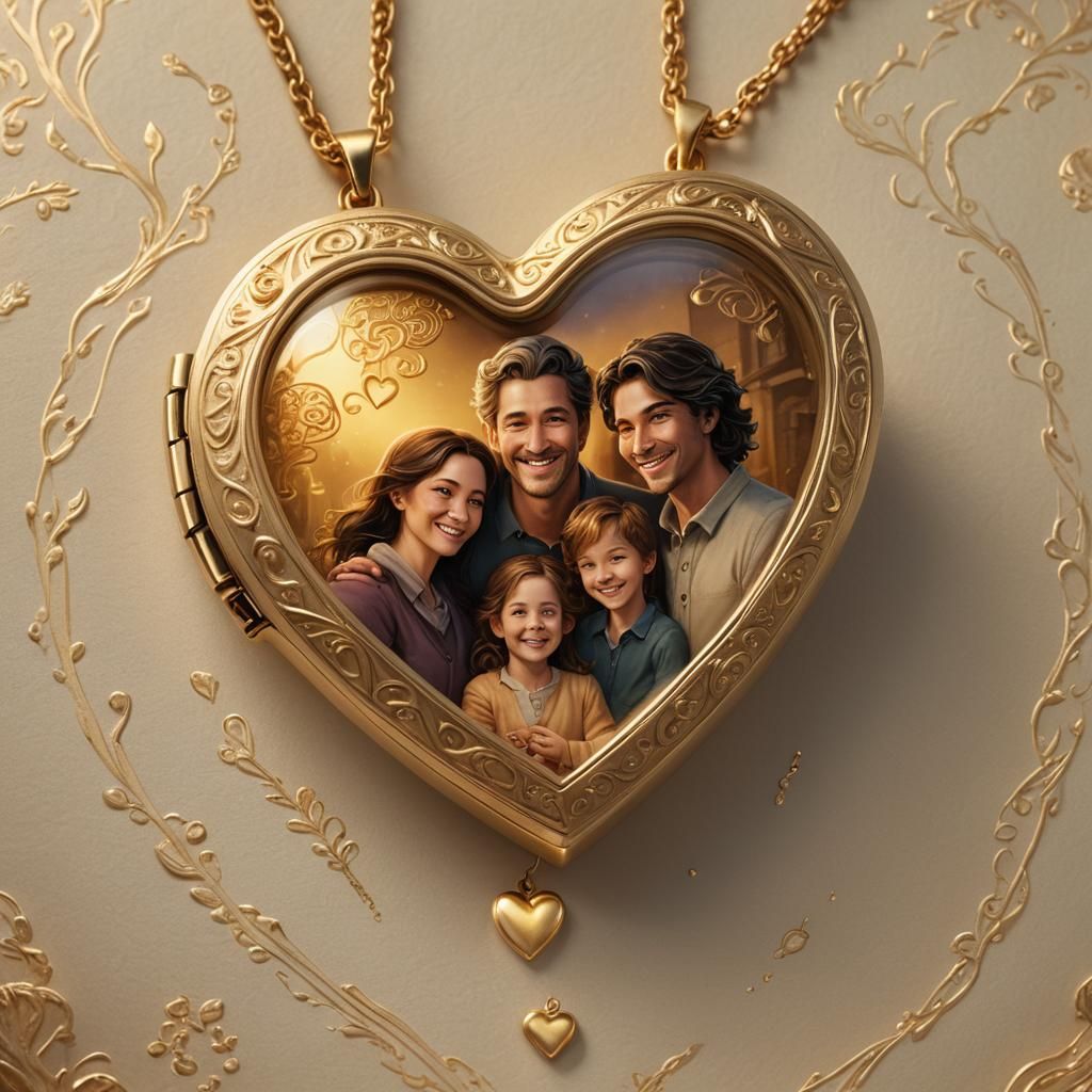 Golden Heart Locket Reveals Family Portrait