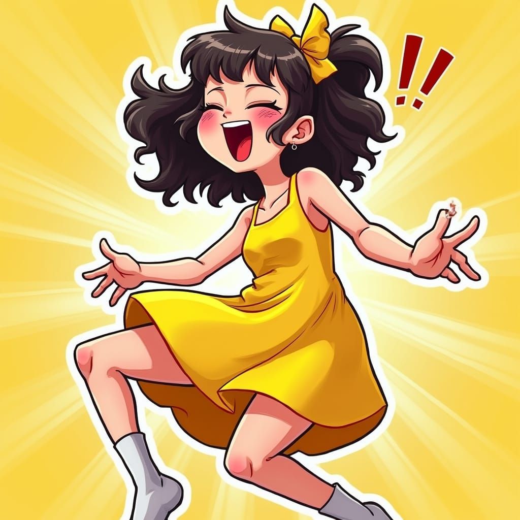 Cartoon Girl's Wedgie Prank in Comic Book Style