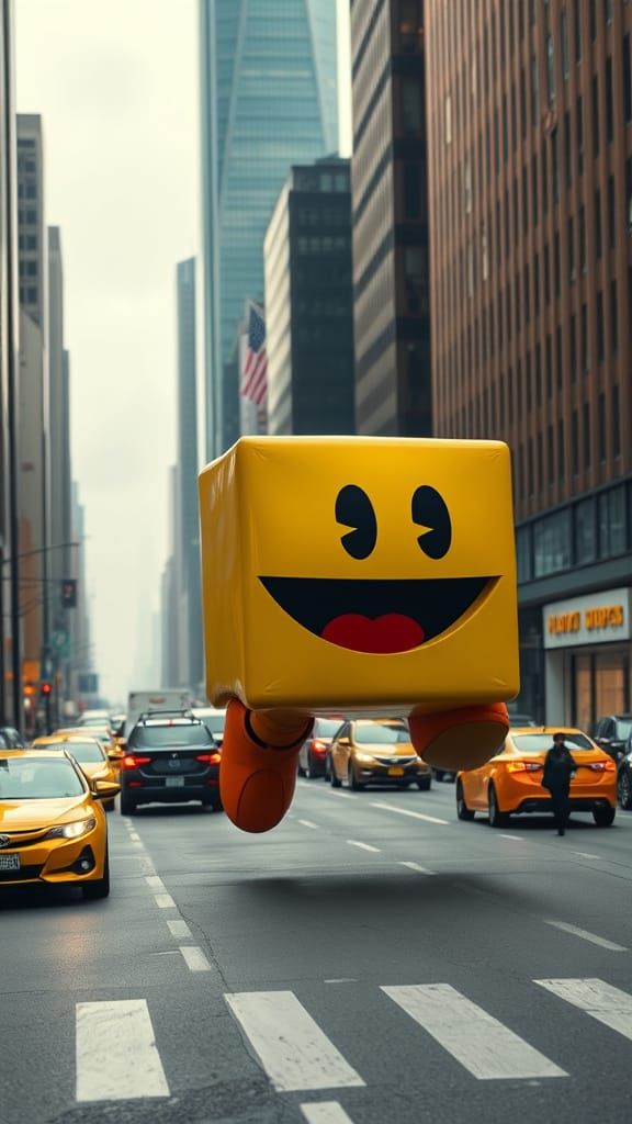 Surreal Cityscape Features a Giant Cube-Shaped Pac-Man