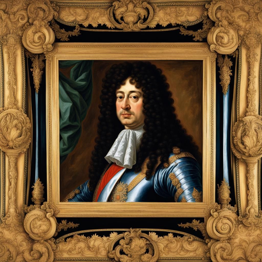 King Louis XIV Portrait in Versailles Gardens