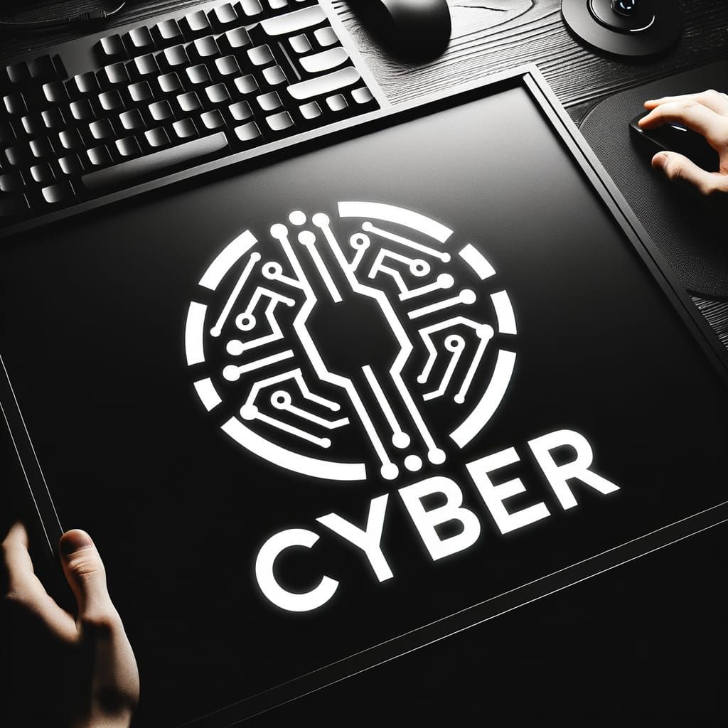 Modern White Cyber Monogram Logo on Black