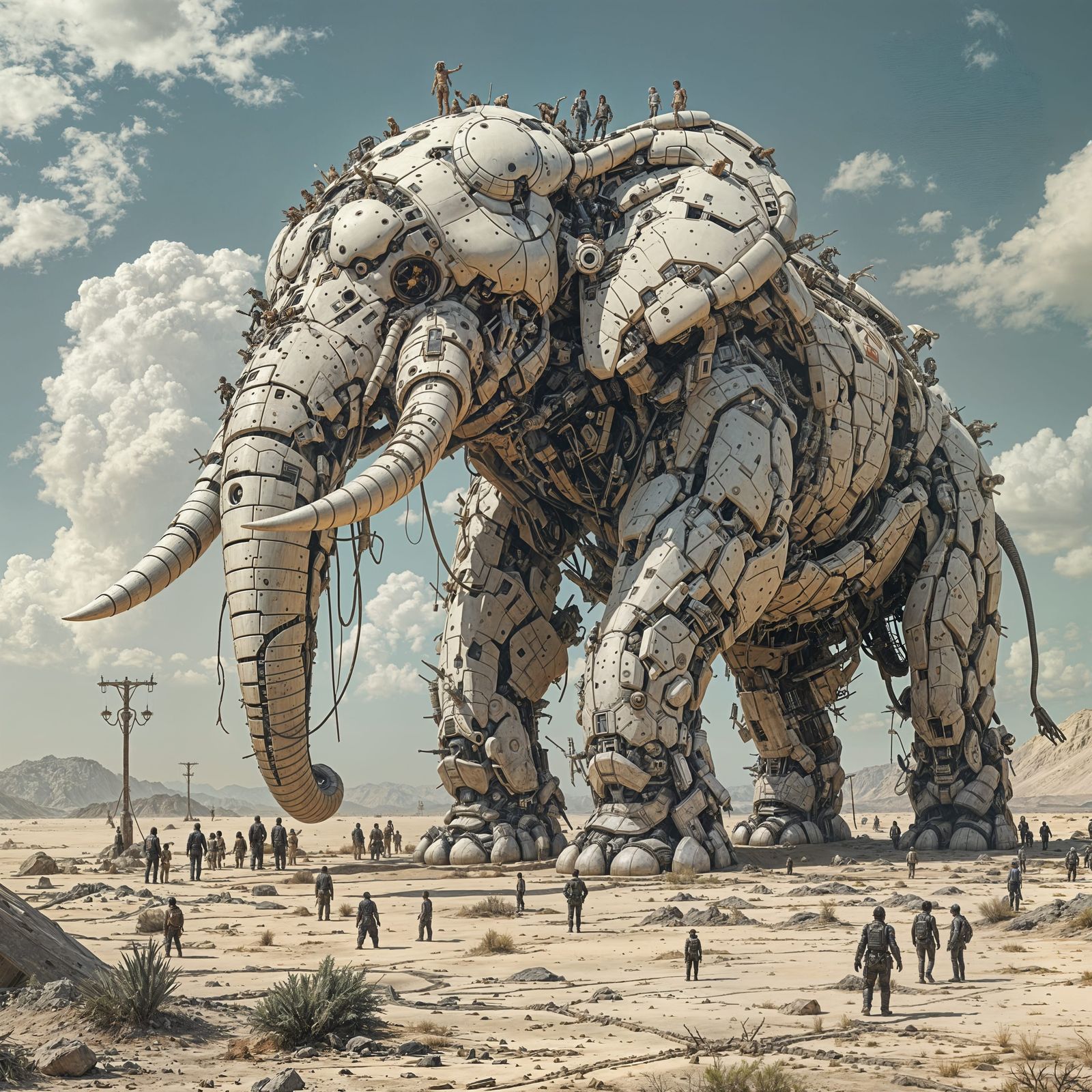 Cyborg Elephant Behemoth in Futuristic Decay