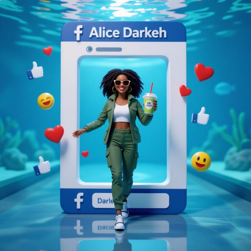 African Woman Action Figure in Cartoon Style