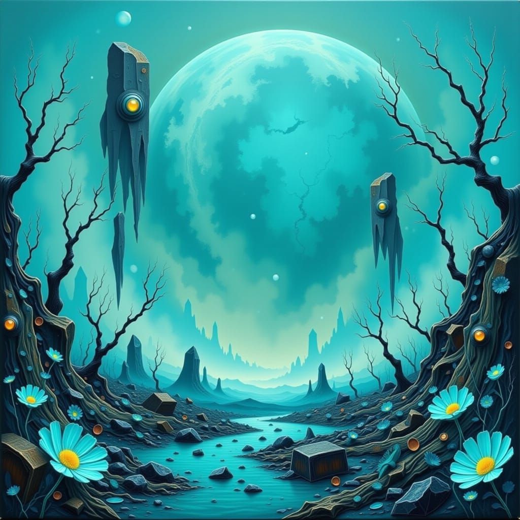 Surreal Turquoise Heavy Metal Landscape