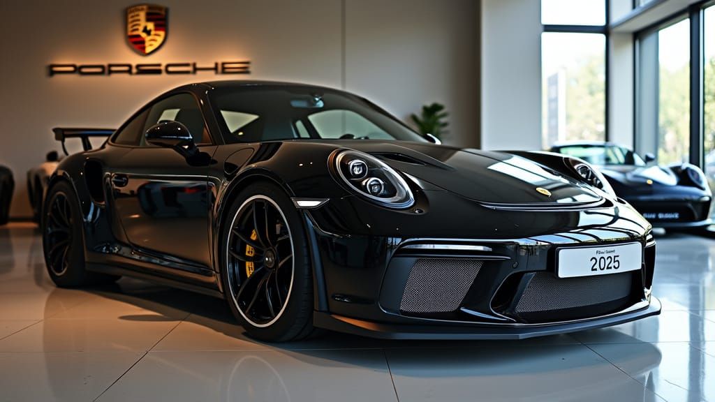 Modified Black Porsche 911 in Showroom