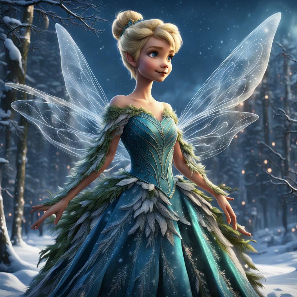 Tinkerbell in Winter Dress: Fantasy Concept Art
