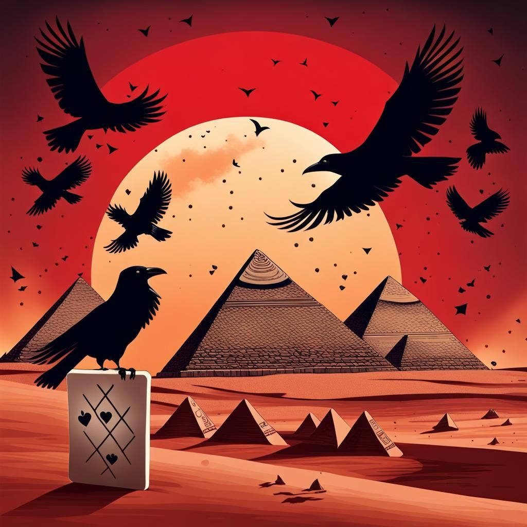 Red Desert Sky: Pyramids of Playing Cards