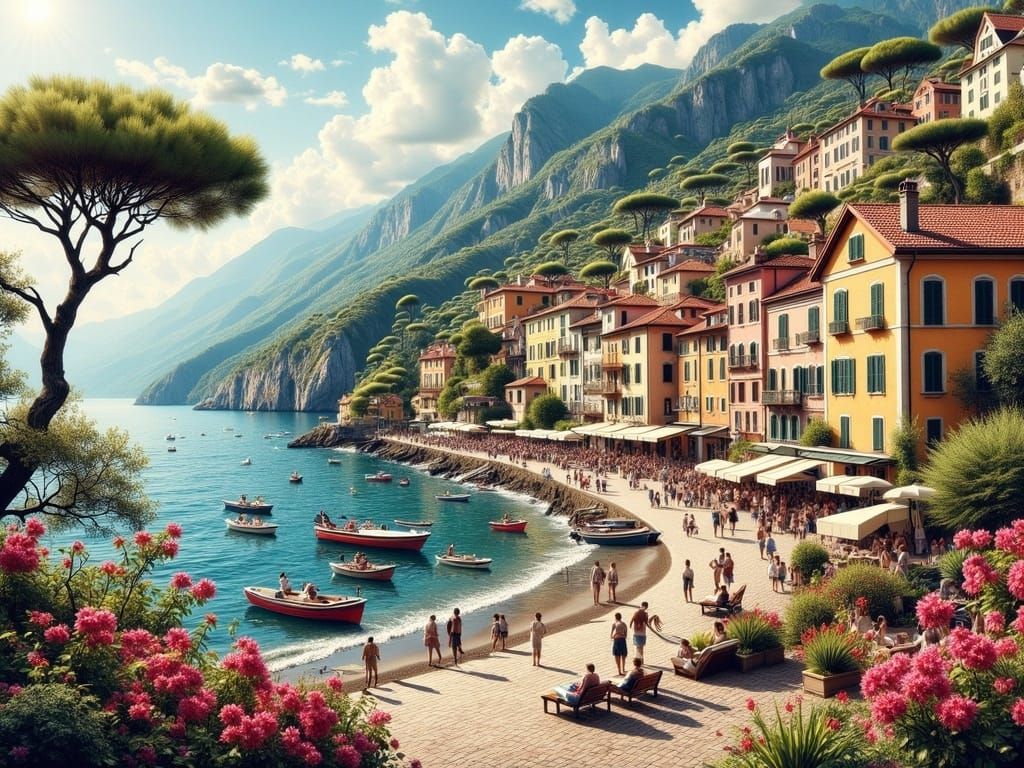 Dreamy Portofino Village in Super Hyperrealism Style