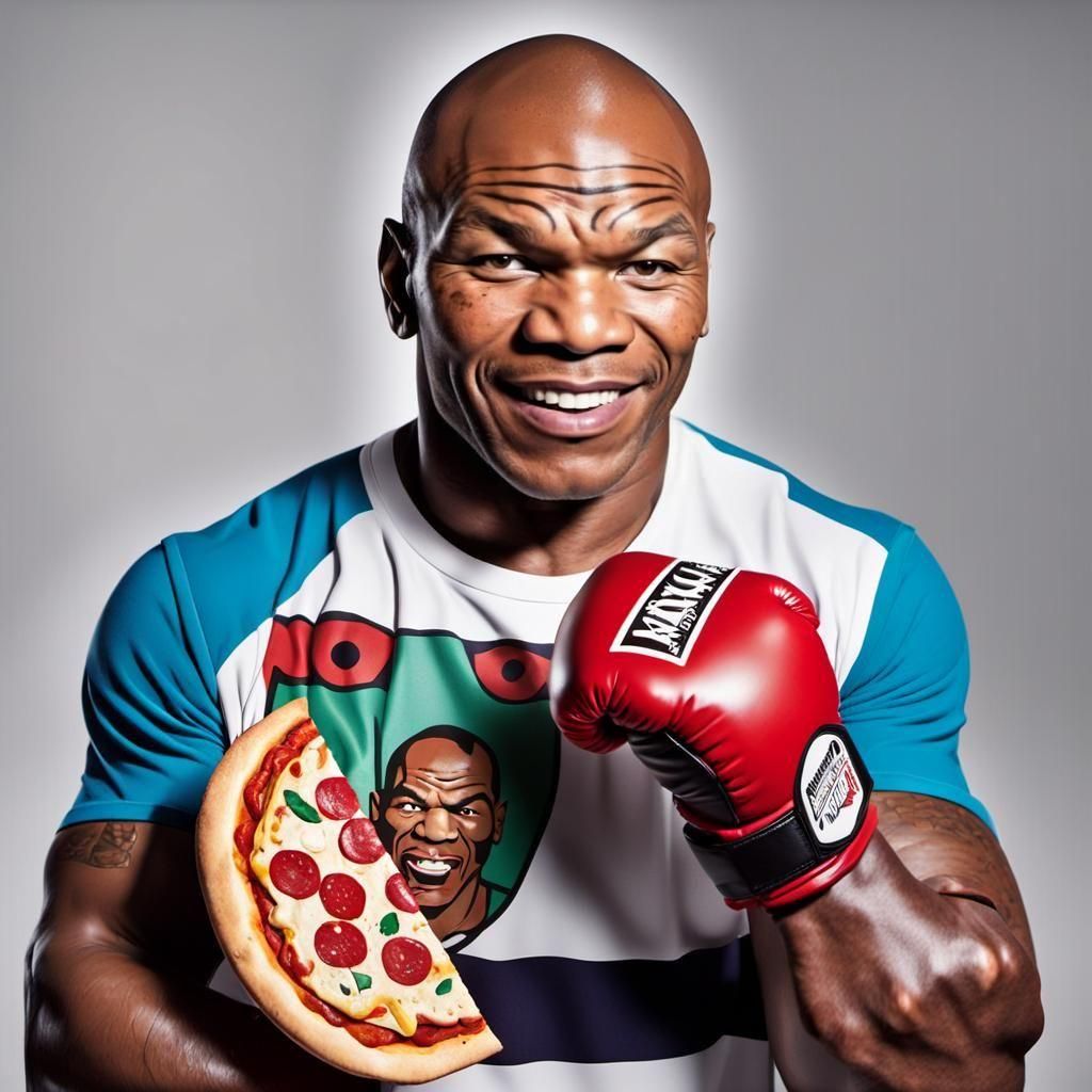 Mike Tyson Enjoys Pizza After Boxing Match