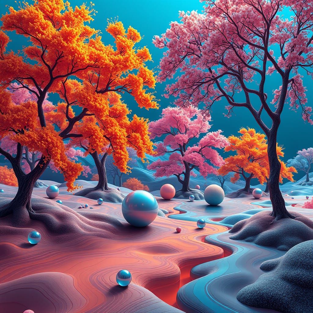 Dreamscape Realism in Vibrant Hues, Fractal Landscapes with ...