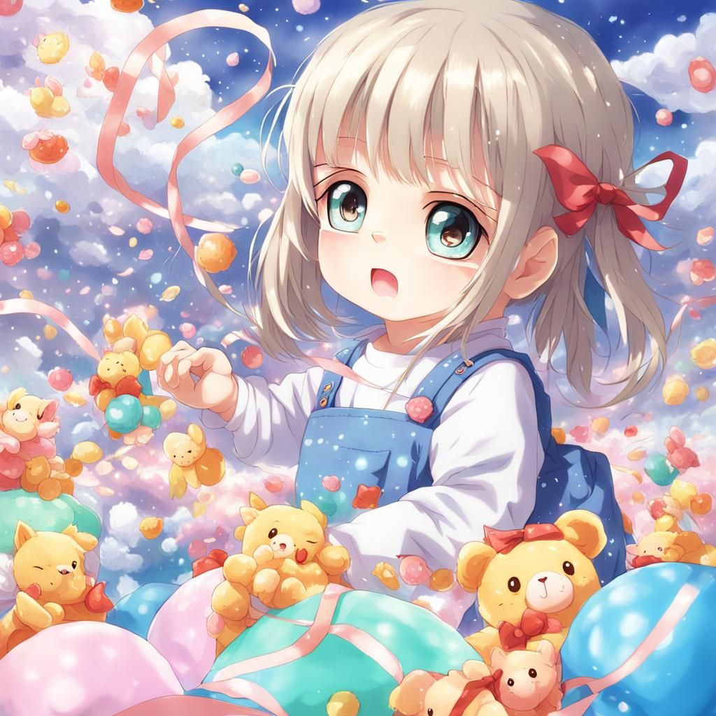 Anime Style Portrait of Baby Girl