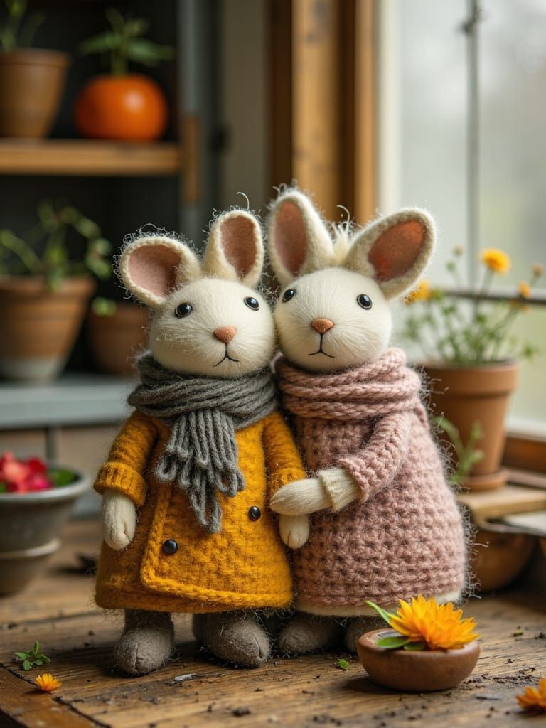 Felted Wool Animal Figures in Storybook Style