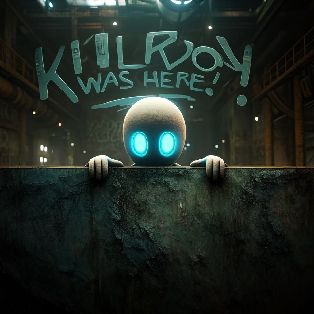Kilroy Graffiti in Gritty Sci-Fi Scene