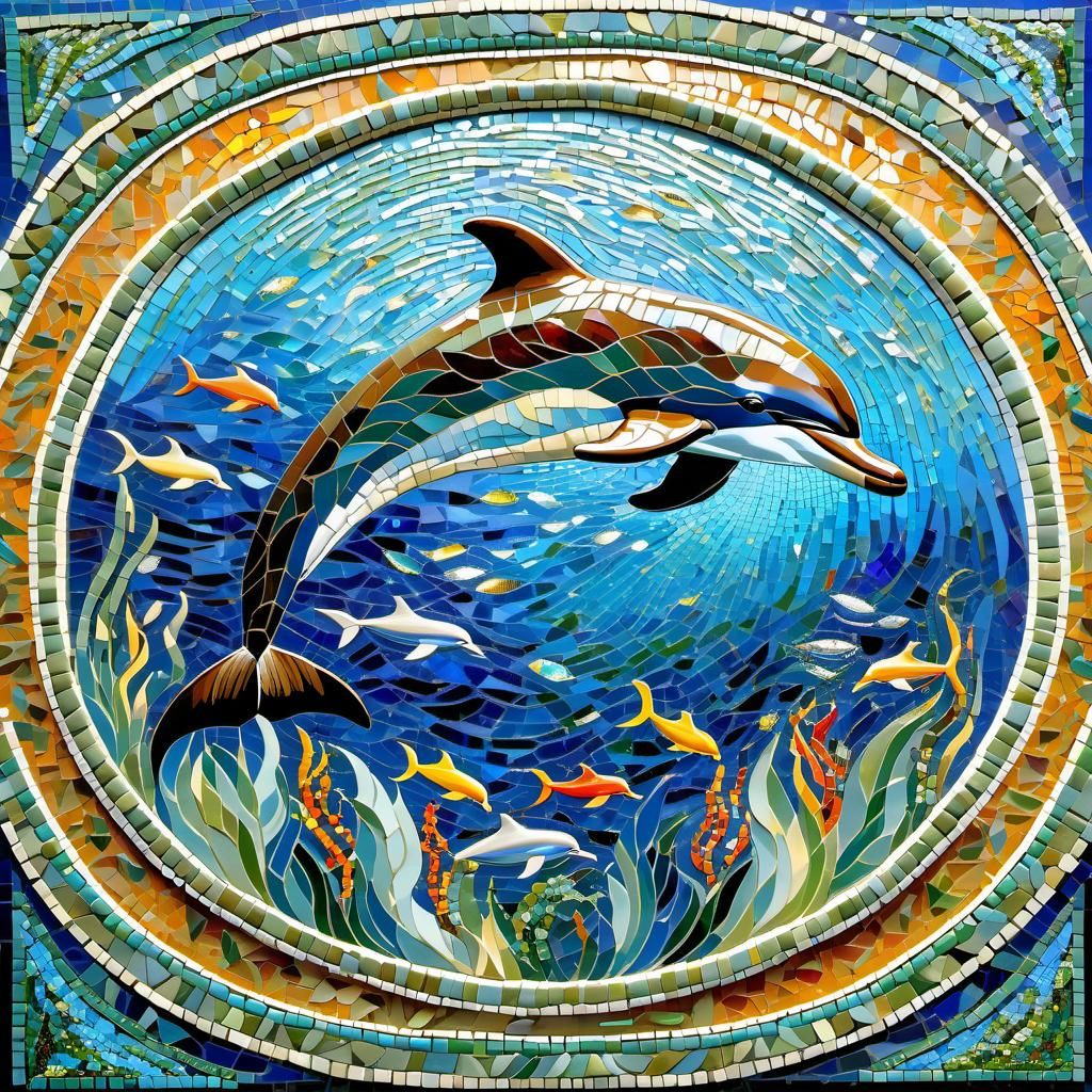Dolphin Mosaic Art Nouveau Masterpiece
