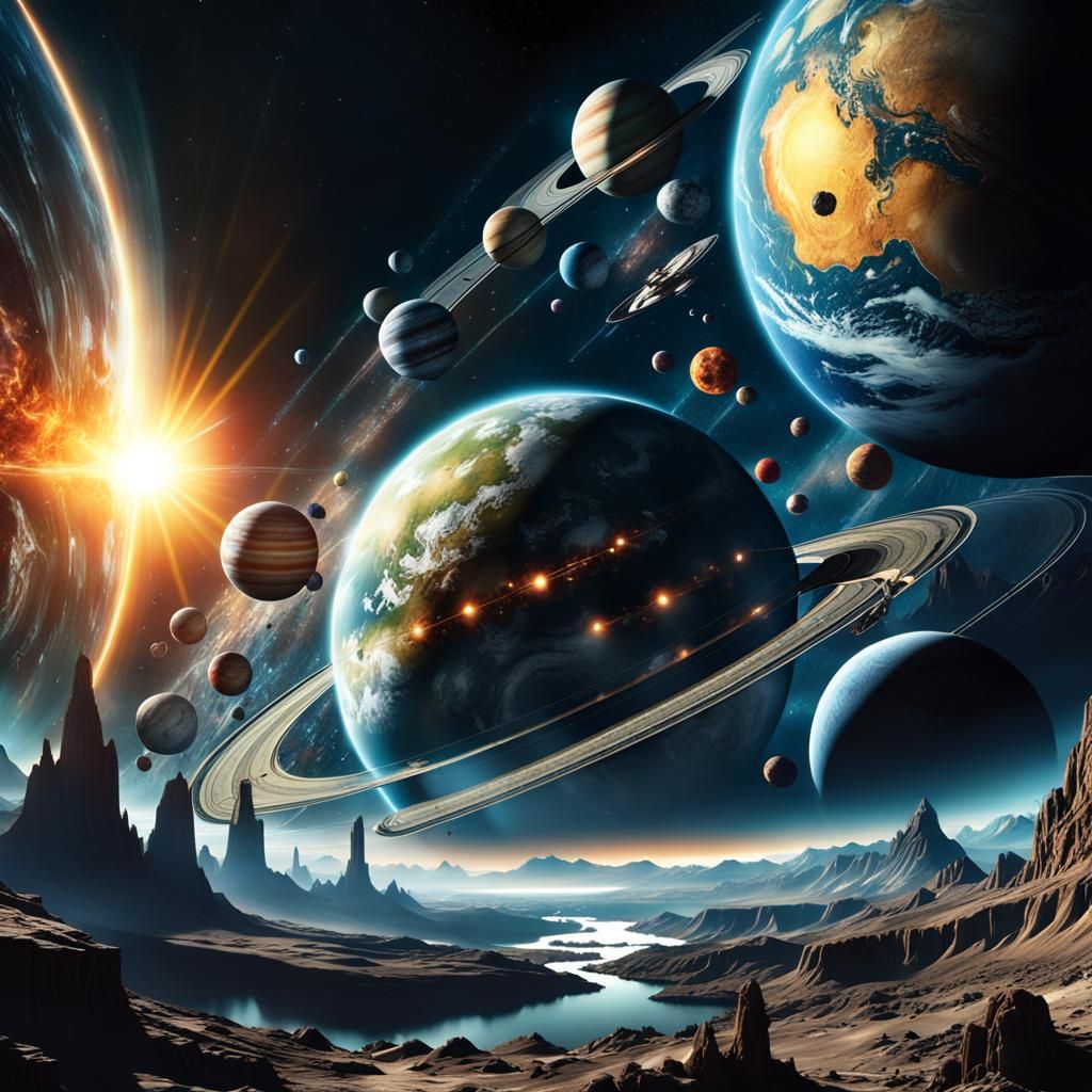 Epic Solar System Digital Matte Painting