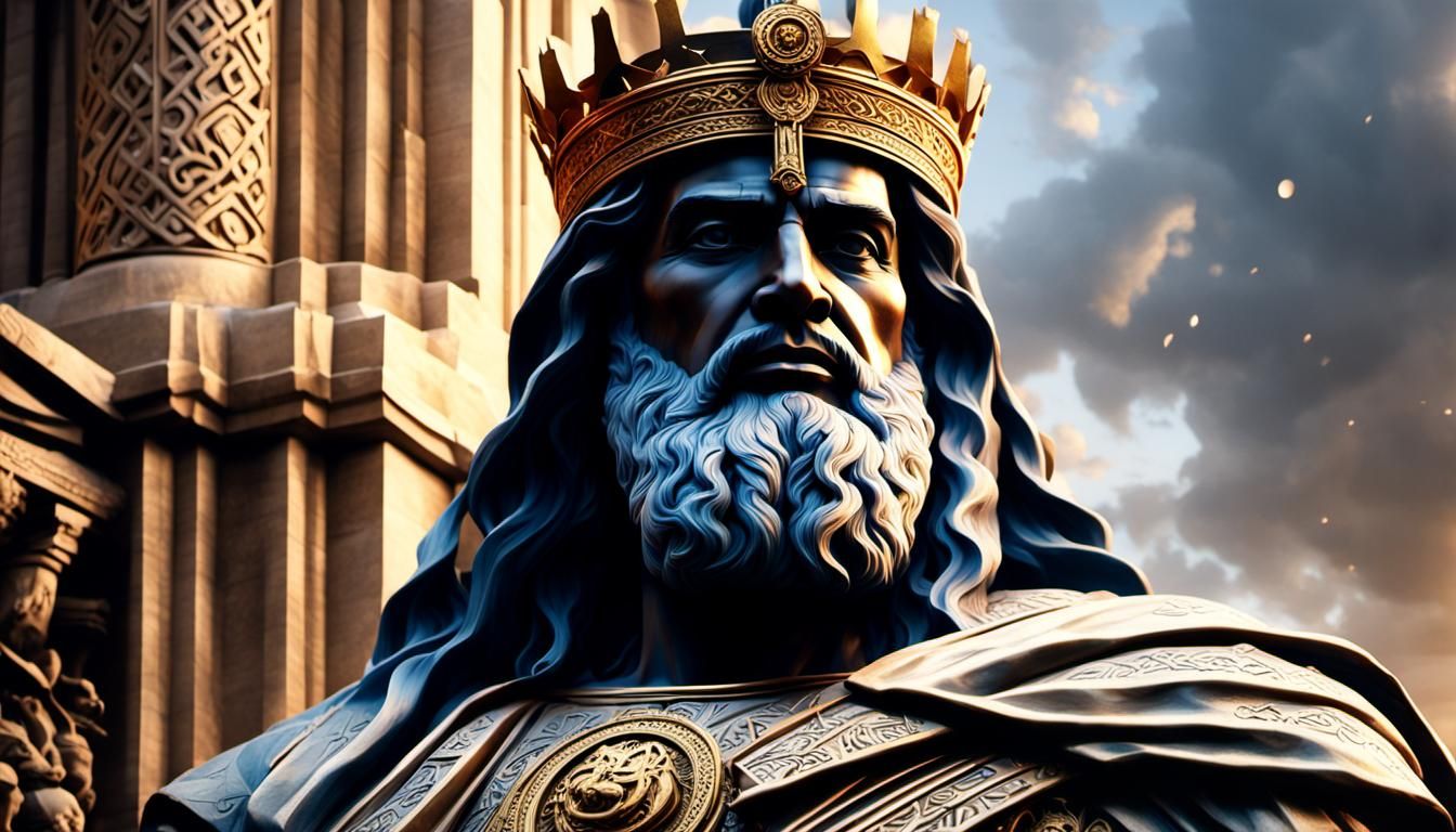 Detailed Statue of King Solomon: Digital Matte Painting