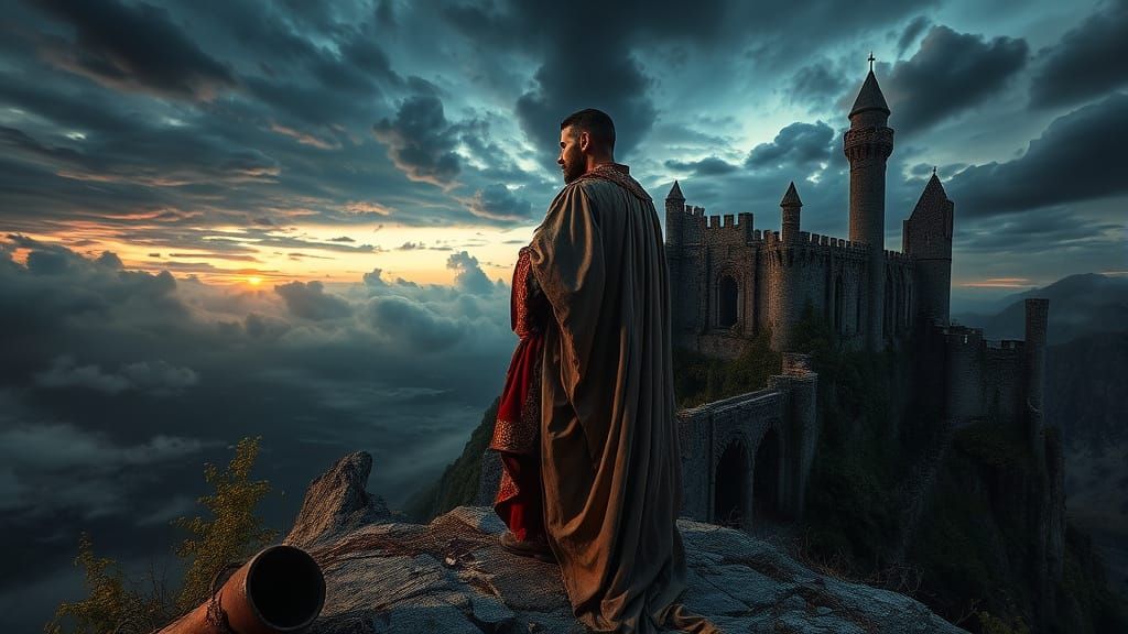 Ethereal Figure Ponders Existential Crisis Amid Ruins