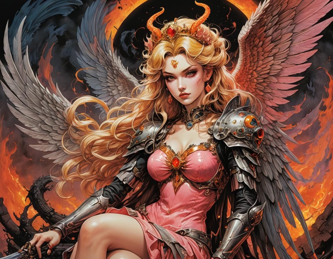 Princess peach  , the angel of death with wings of fire. Ult...