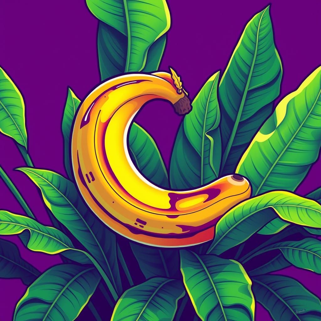 Whimsical Banana Scene in Vibrant Colors