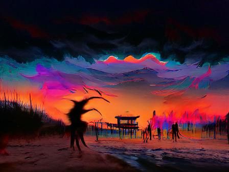 Demonic Figure on Haunted Beach at Sunset