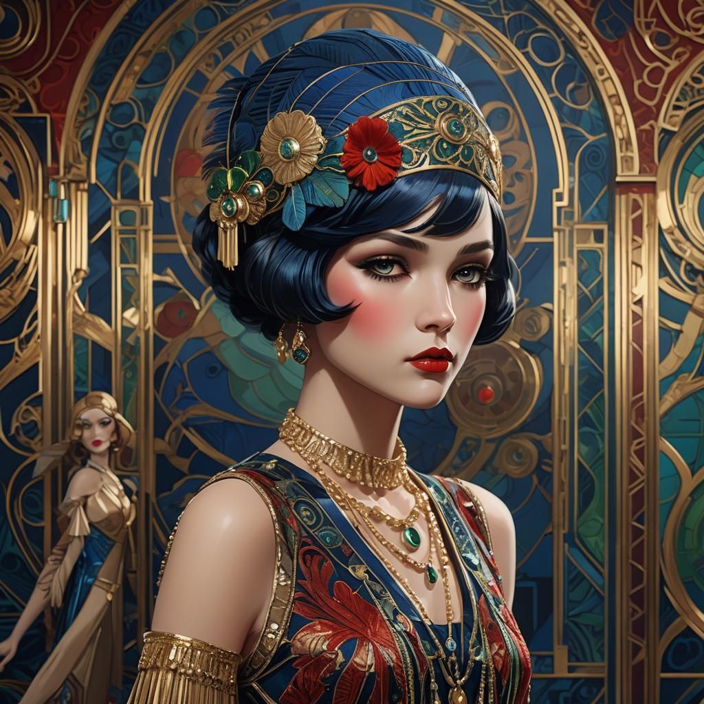 Flapper Fashion Doll in Art Deco Style