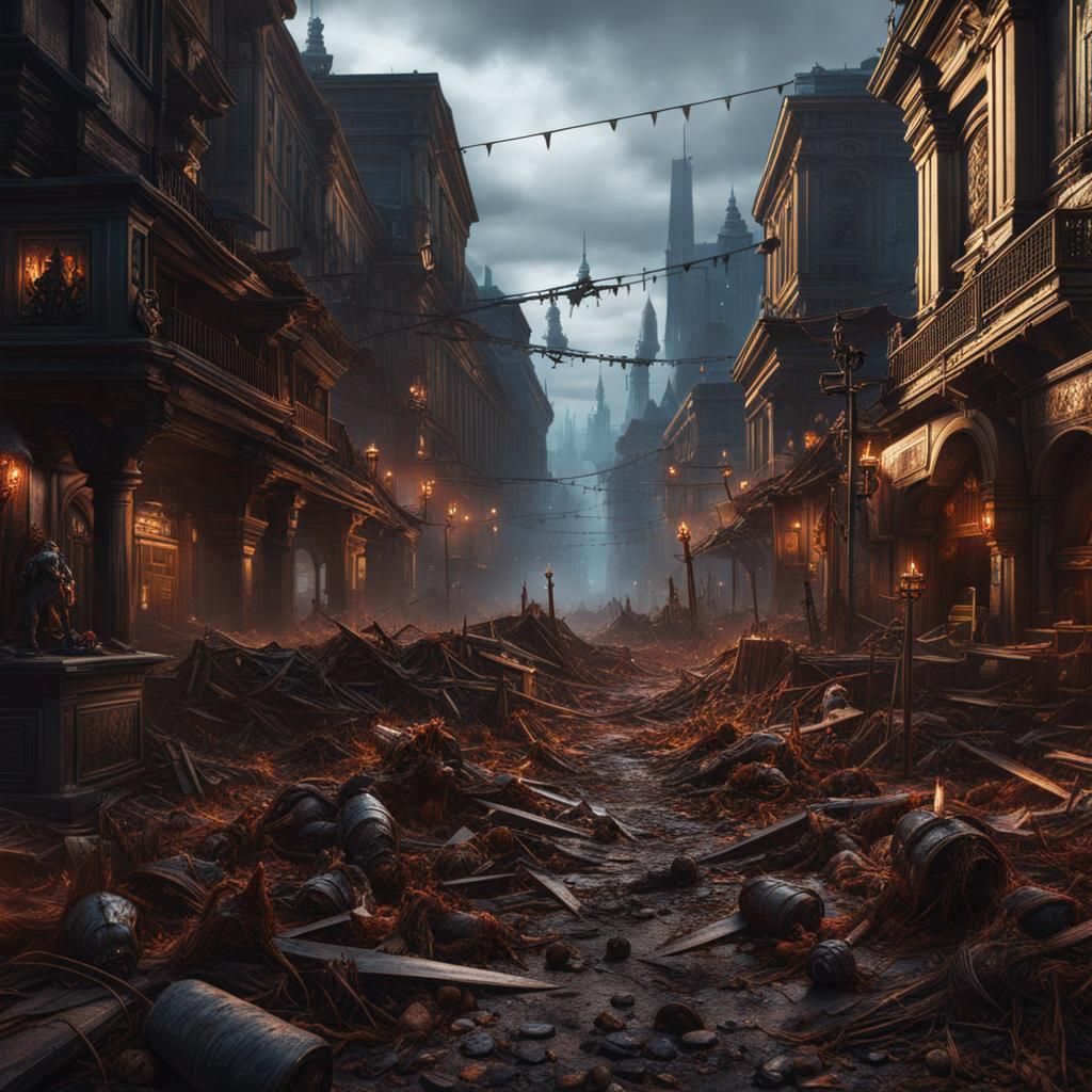 Rotting Corpses and Heads on Spikes in City Street