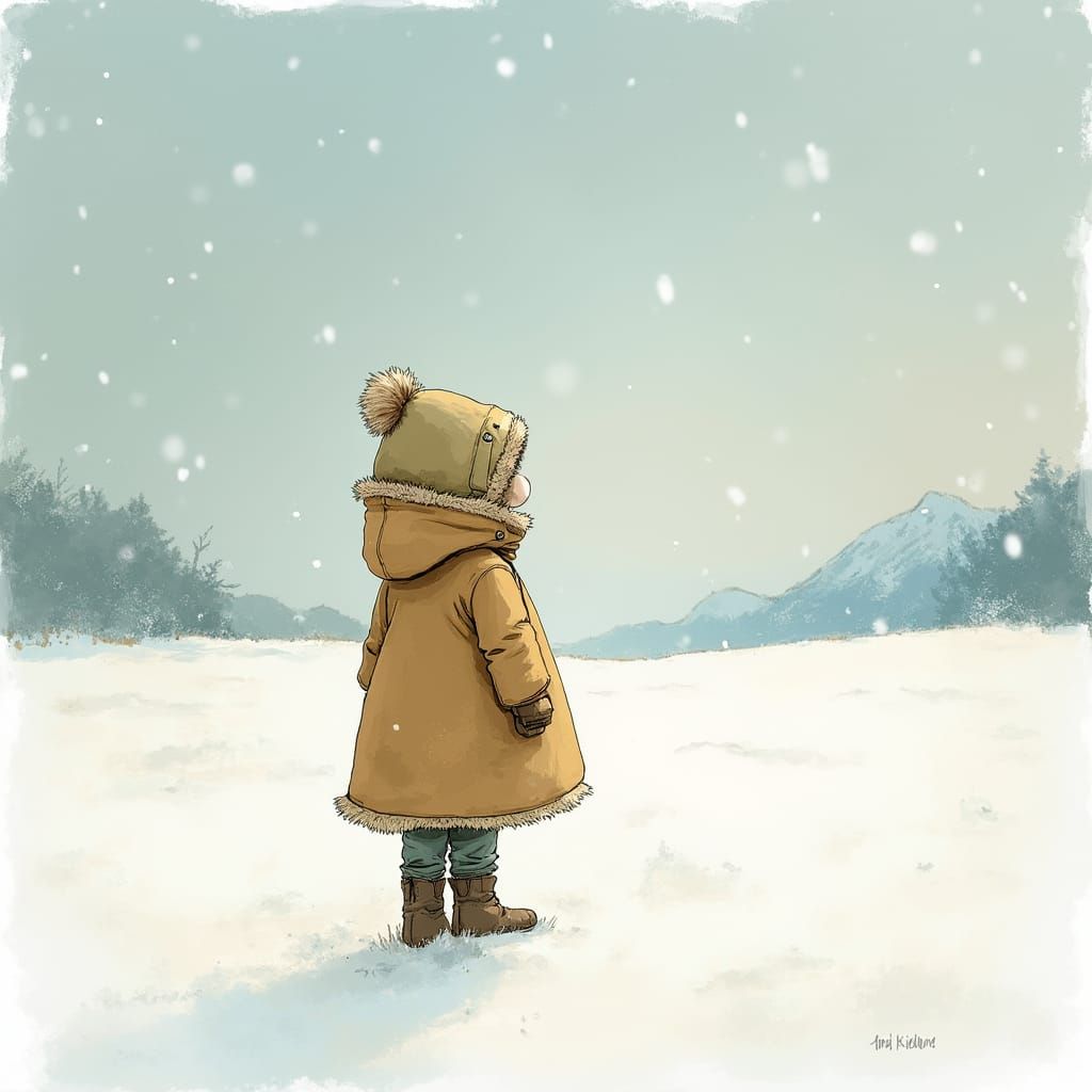 Serene Snowscape with Distant Mountains