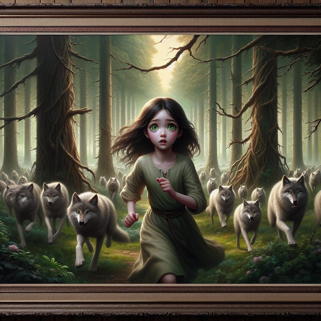 Girl Leads Wolf Pack Through Fantasy Forest