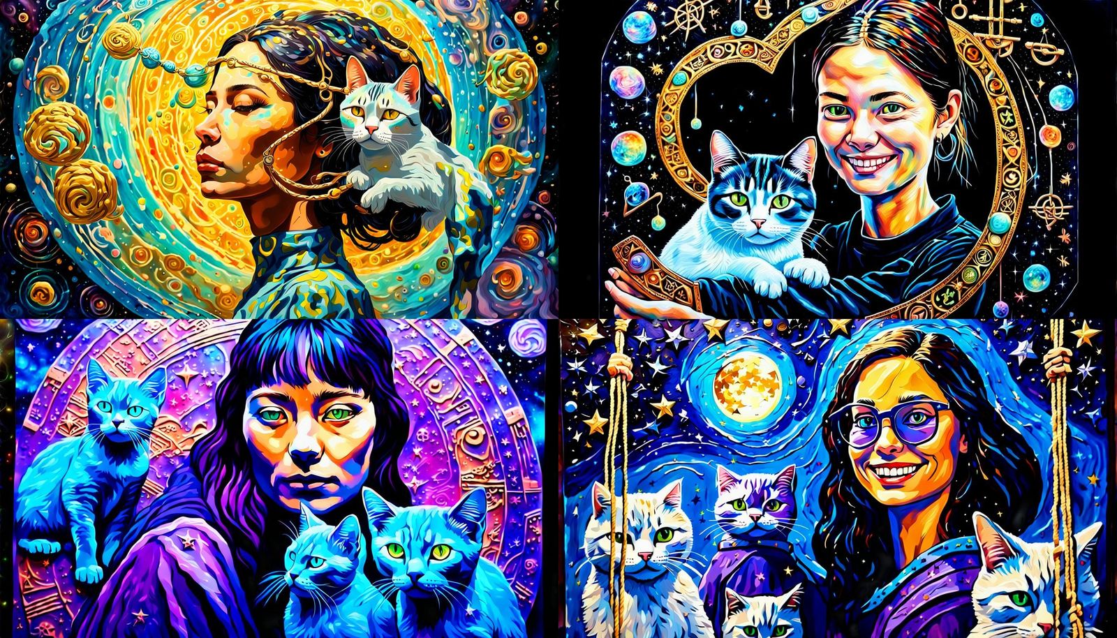 Sci-Fi Cat Lady Portrait in Impasto Style