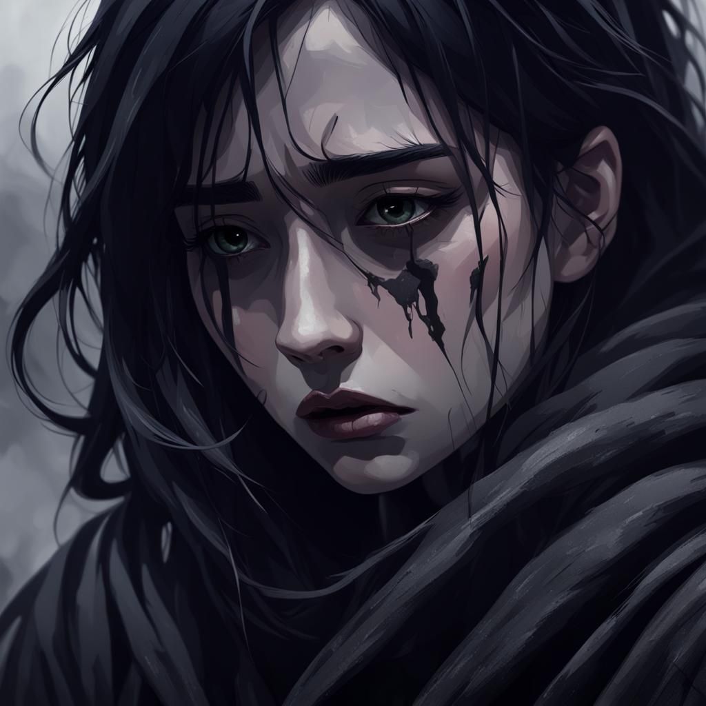 Girl Fading into Oblivion in Utter Despair