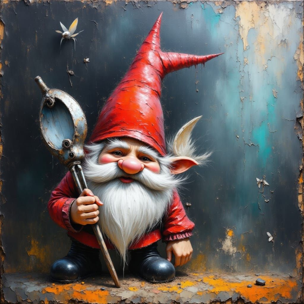 Dramatic Impasto Gnome with Chalk Textures