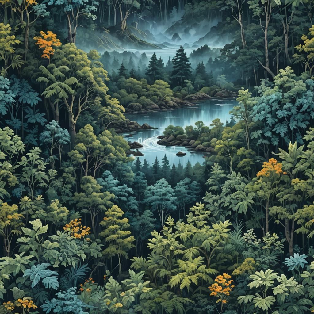 Maximalist Double Exposure: Springtime Mountains and People