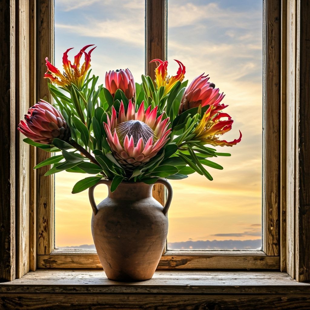 Rustic African Flowers on Cottage Windowsill: Impressionist ...