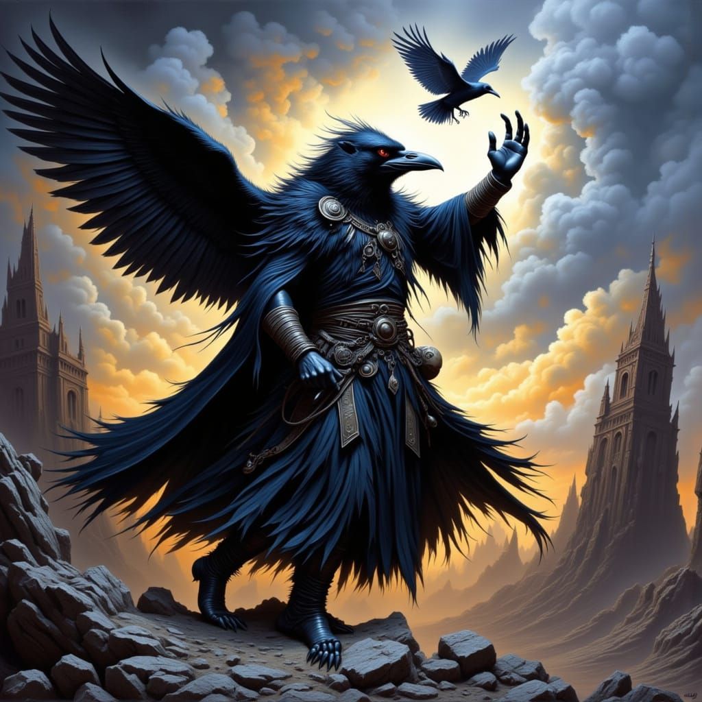 Raven Shaman Conjuring Mystical Forces