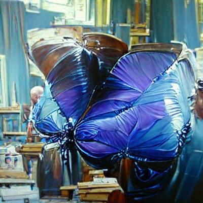 Big Beautiful Butterfly in Oil Painting Style