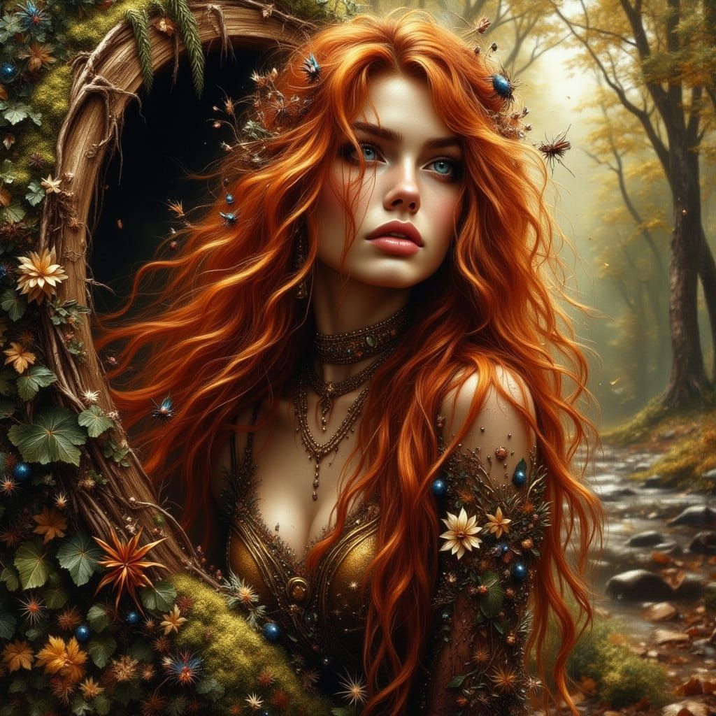 Beautiful Fall Fairy in Mossy Forest