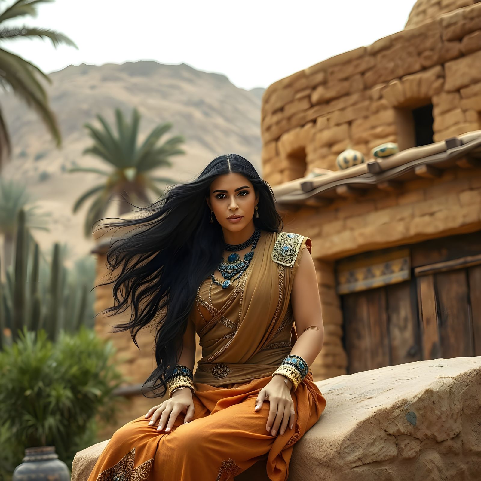 Ancient Mesopotamian Oasis in Sumerian Style with a Seductiv...