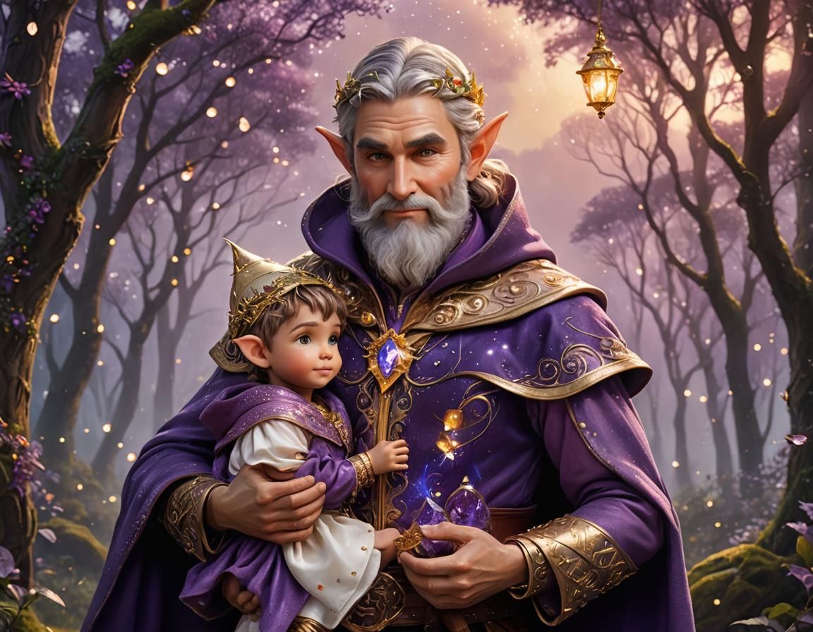 Elf Father and Son in Romantic Style