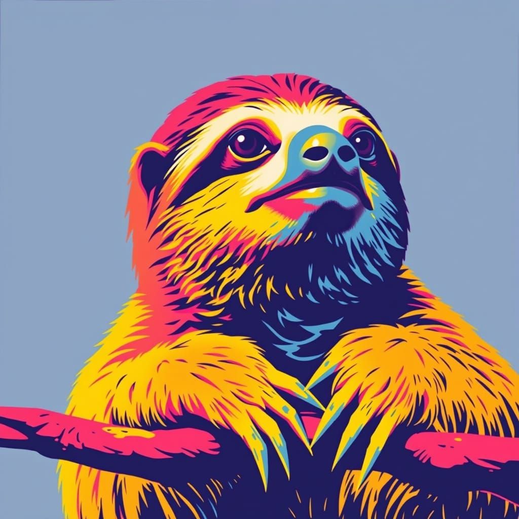 Campy Sloth Illustration in Pop Art Style