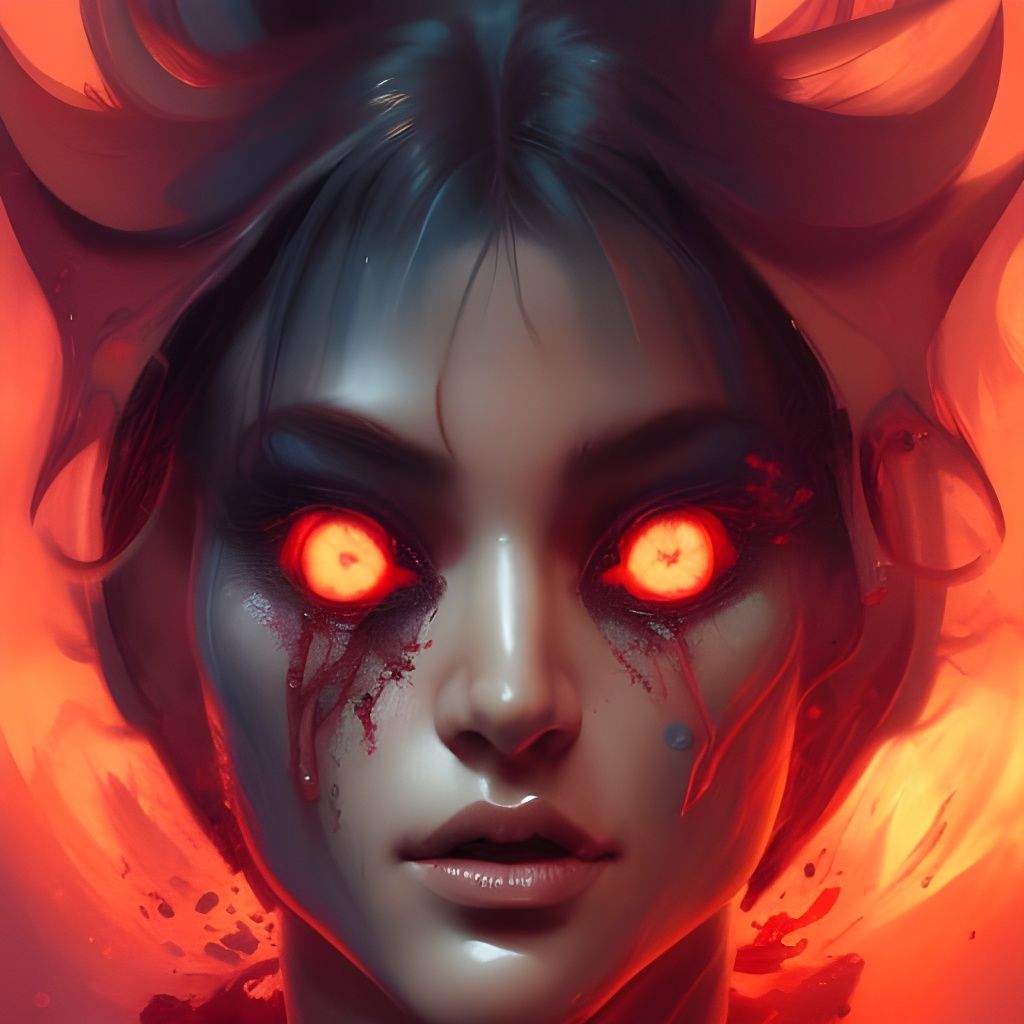 Hyperdetailed Apple Demon Portrait in Art Nouveau Style